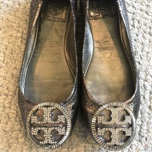 Tory Burch gun medal flats